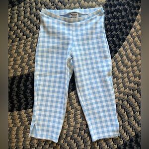 NEW Frankie's Bikinis Light Blue and White Checkered Capri Spandex Leggings